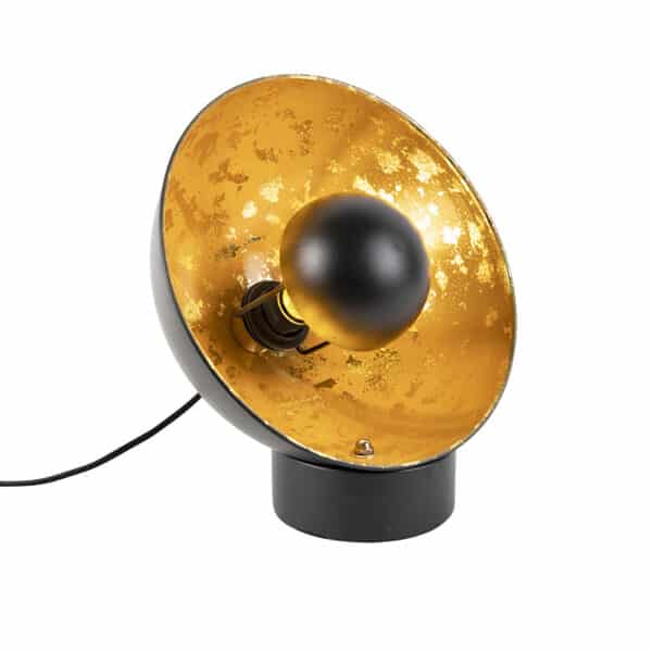 QAZQA Industrielle Tischlampe schwarz mit goldener Innenseite - Magna Eglip