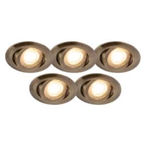 QAZQA 5er Set moderne Einbaustrahler Bronze inkl. LED 3-stufig dimmbar - Mio