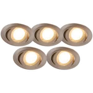 QAZQA 5er Set moderne Einbaustrahler Stahl inkl. LED 3-stufig dimmbar - Mio