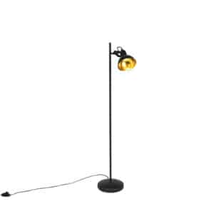 QAZQA Industrielle Stehlampe schwarz mit Gold 1-Licht - Tommy