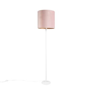 QAZQA Romantische Stehlampe weiß mit rosa Schirm 40 cm - Simplo