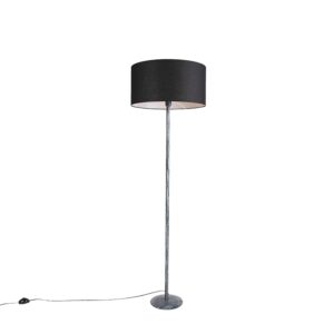 QAZQA Stehlampe grau mit schwarzem Schirm 50 cm - Simplo