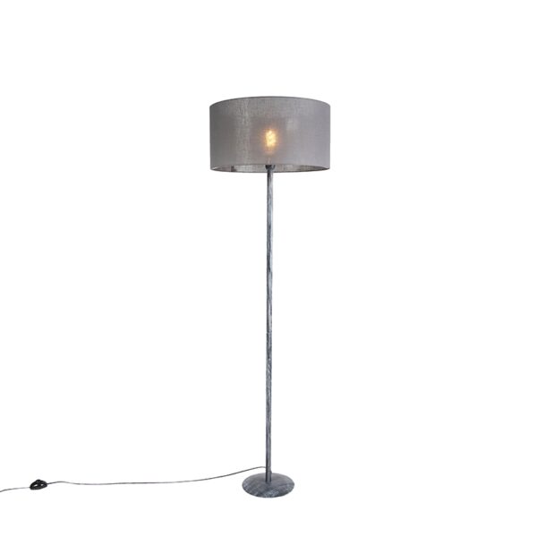 QAZQA Stehlampe grau mit grauem Schirm 50 cm - Simplo