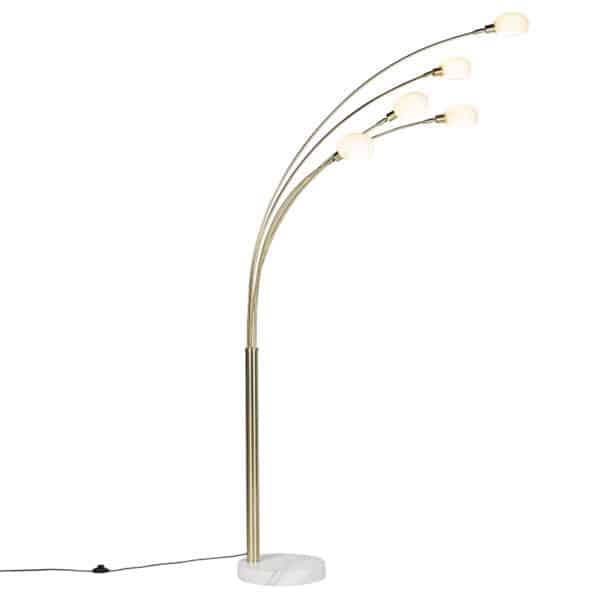 QAZQA Art Deco Stehlampe Gold 5 Lampen - Sixties Marmo