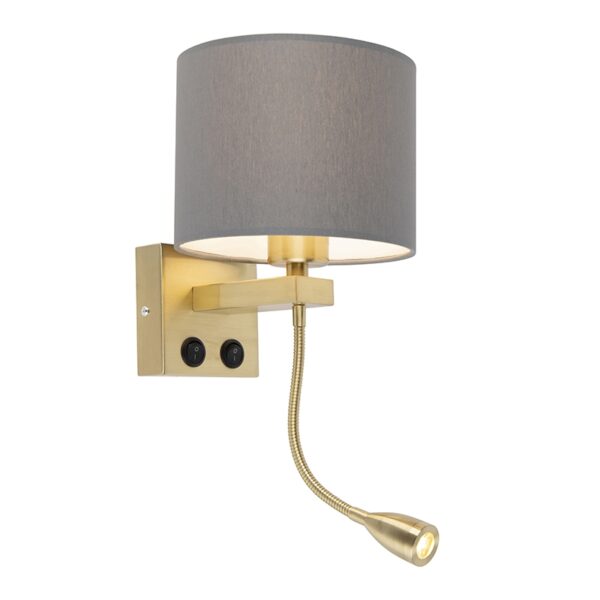 QAZQA Art Deco Wandlampe Gold mit grauem Schirm - Brescia