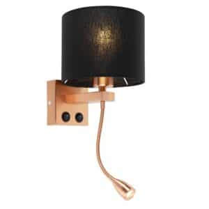 QAZQA Art Deco Wandlampe Kupfer mit schwarzem Schirm - Brescia