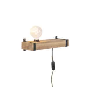 QAZQA Industrielle Wandleuchte Holz USB - Reena