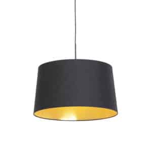 QAZQA Hängelampe mit Baumwollschirm schwarz mit Gold 50 cm - Combi