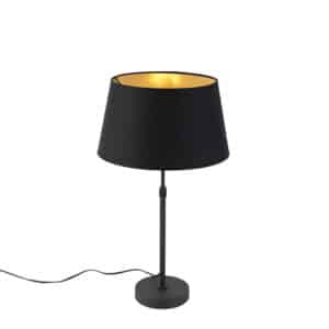 QAZQA Tischlampe schwarz mit Schirm schwarz mit Gold 35 cm - Parte