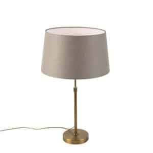 QAZQA Bronze Tischlampe mit Leinenschirm taupe 35 cm - Parte