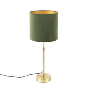 QAZQA Tischlampe Gold / Messing mit Veloursschirm grün 25 cm - Parte