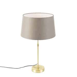 QAZQA Tischlampe Gold / Messing mit Leinenschirm Taupe 35 cm - Parte