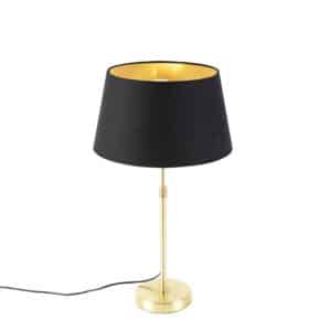 QAZQA Tischlampe Gold / Messing mit Schirm schwarz mit Gold 32 cm - Parte