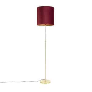 QAZQA Stehleuchte gold / messing mit veloursschirm rot 40/40 cm - Parte