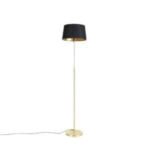 QAZQA Stehlampe Gold / Messing mit schwarzem Schirm 35 cm verstellbar - Parte