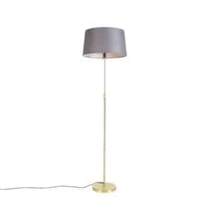 QAZQA Stehlampe gold / messing mit Leinenschirm grau 45 cm - Parte