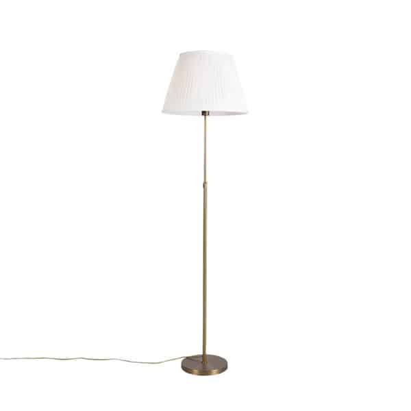 QAZQA Bronze Stehleuchte mit Plisse Creme 45 cm verstellbar - Parte