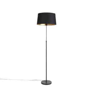 QAZQA Schwarze Stehlampe mit schwarzem Schirm verstellbar 45 cm - Parte