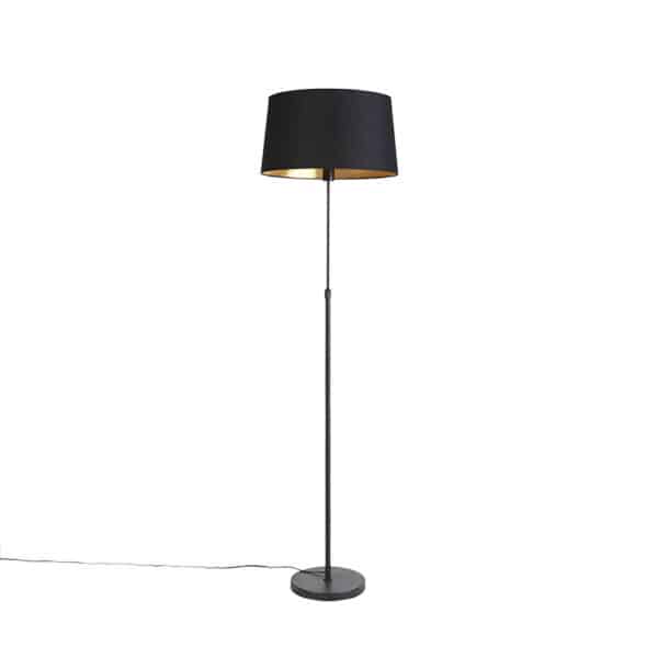 QAZQA Schwarze Stehlampe mit schwarzem Schirm verstellbar 45 cm - Parte