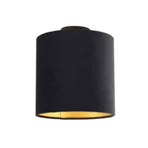 QAZQA Deckenleuchte mit Schirm schwarz/gold 25 cm - Combi schwarz