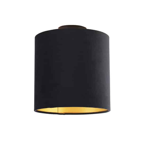 QAZQA Deckenleuchte mit Schirm schwarz/gold 25 cm - Combi schwarz