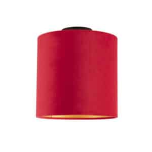 QAZQA Deckenleuchte mit Samtschirm rot/gold 25 cm - Combi schwarz