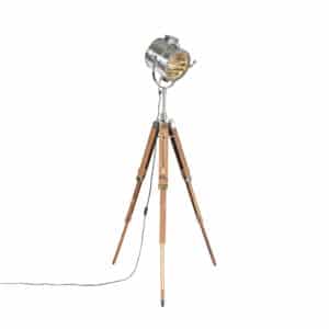 QAZQA Stativ Stehleuchte Holz mit Studio Spot - Tripod Radiant