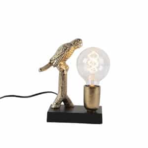 QAZQA Art Deco Tischlampe schwarz mit Gold 23 cm - Pajaro