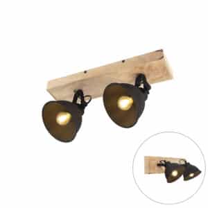 Just Light Cool Spot schwarz mit Holz 2 Lichter - Fors