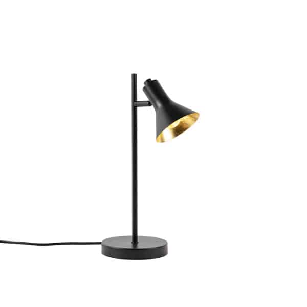 QAZQA Moderne Tischlampe schwarz mit Gold 1-Licht - Magno