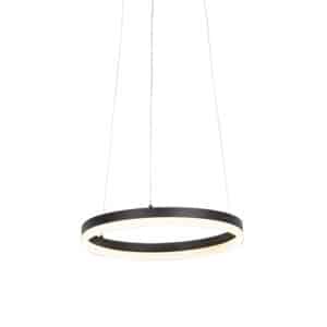 QAZQA Design-Ring-Hängelampe schwarz 40 cm inkl. LED und Dimmer - Anello