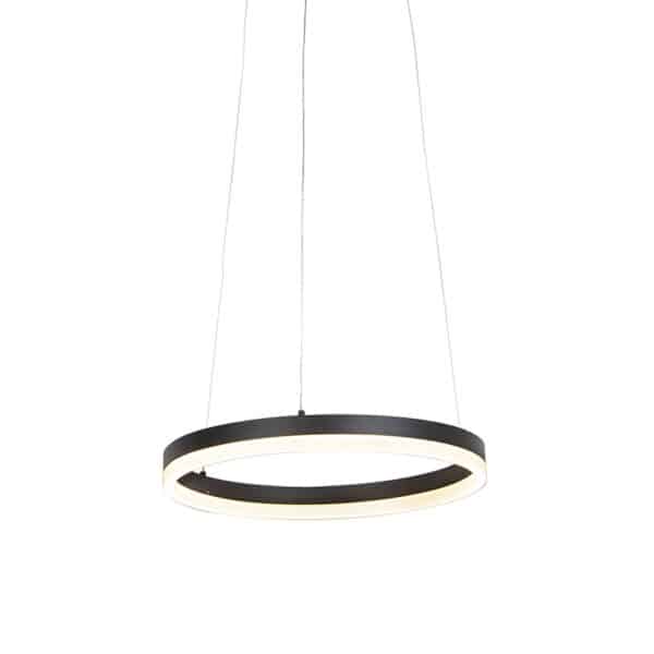 QAZQA Design-Ring-Hängelampe schwarz 40 cm inkl. LED und Dimmer - Anello