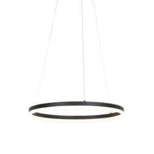 QAZQA Design Ring-Pendelleuchte Schwarz 60cm inkl. LED und Dimmer - Anello