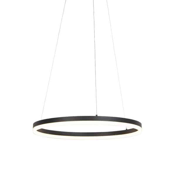 QAZQA Design Ring-Pendelleuchte Schwarz 60cm inkl. LED und Dimmer - Anello