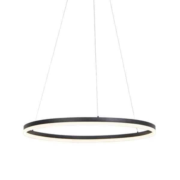 QAZQA Design Ring-Hängelampe schwarz 80cm inkl. LED und Dimmer - Anello