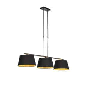 QAZQA Hängelampe mit Baumwollschirmen schwarz mit Gold 32 cm - Combi 3 Deluxe