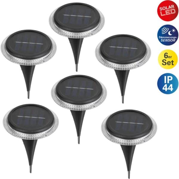 näve LED Solarleuchte "6er Set Solar-Boden-Erdspießleuchte"