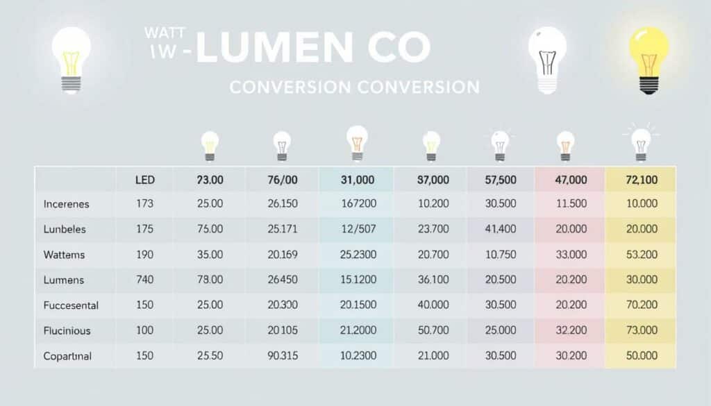 Watt-Lumen-Umrechnungstabelle